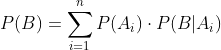 P(B)=\sum_{i=1}^{n}P(A_i)\cdot P(B|A_i)